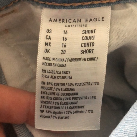 American Eagle Destroyed Highest Rise Jegging Light Wash 360 Stretch 16S - Picture 6 of 6